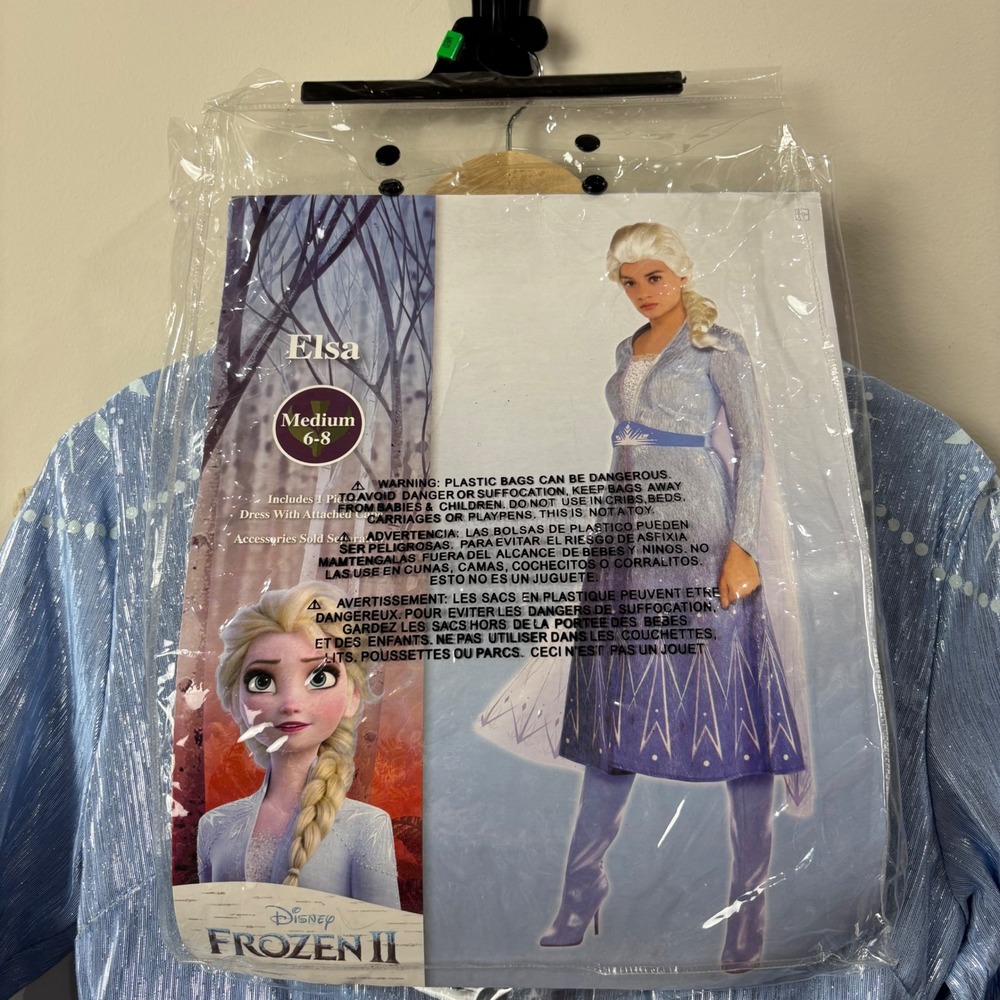 Disney Frozen II Women Medium 6-8 Elsa Costume Dress Attached Cape Halloween